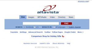 Image of Altavista search engine.