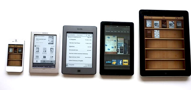 Diferentes dispositivos para leer eBooks.