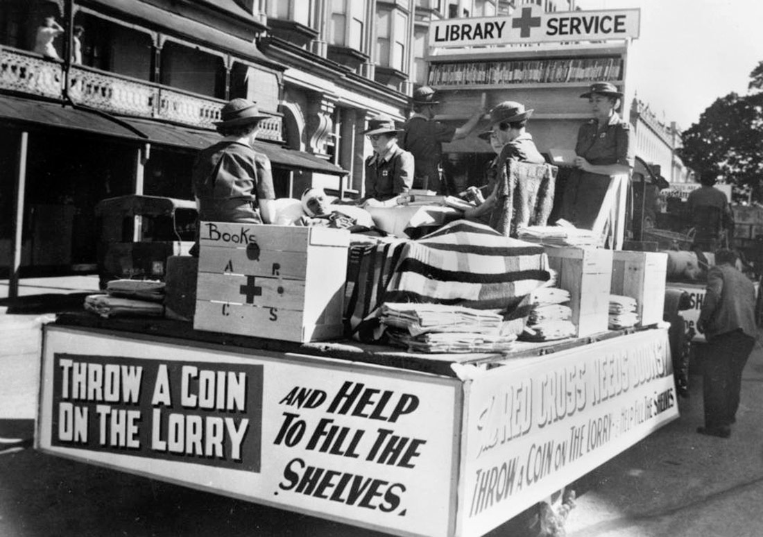 Book Depot float, Red Cross Procession. Brisbane, 1944
