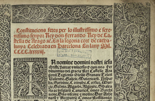 Constitution of the Catalan Courts, 1493. Public Domain. 