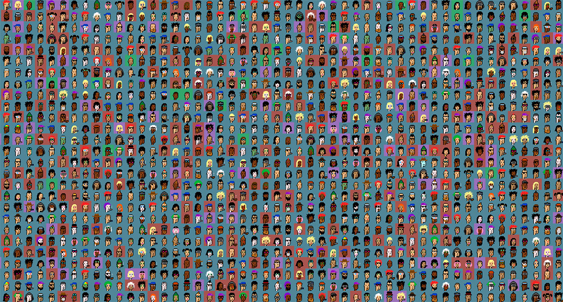 CryptoPunks, una sèrie de 10.000 retrats de personatges generats per un algoritme.