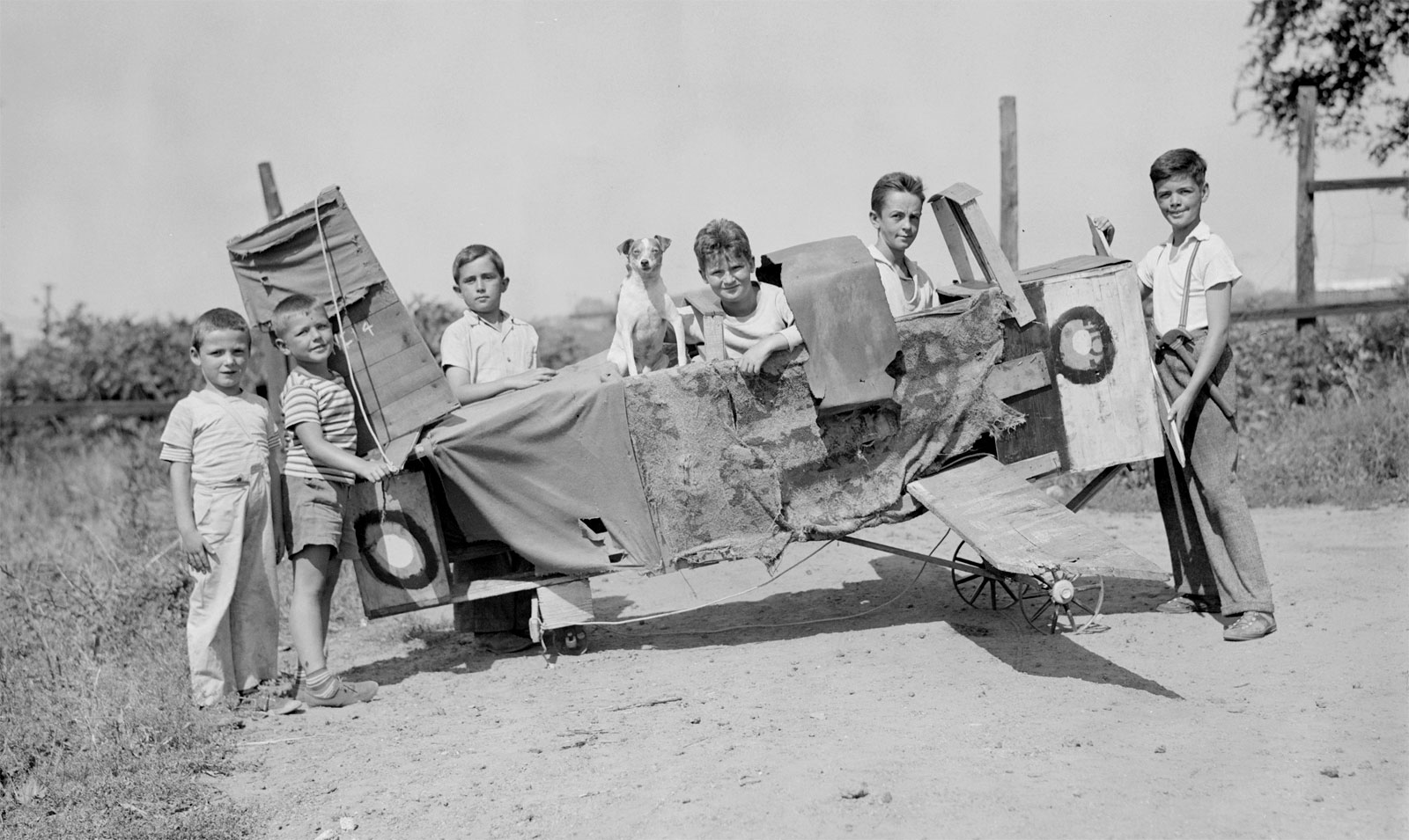 Kids with home-made plane, Savin Hill.