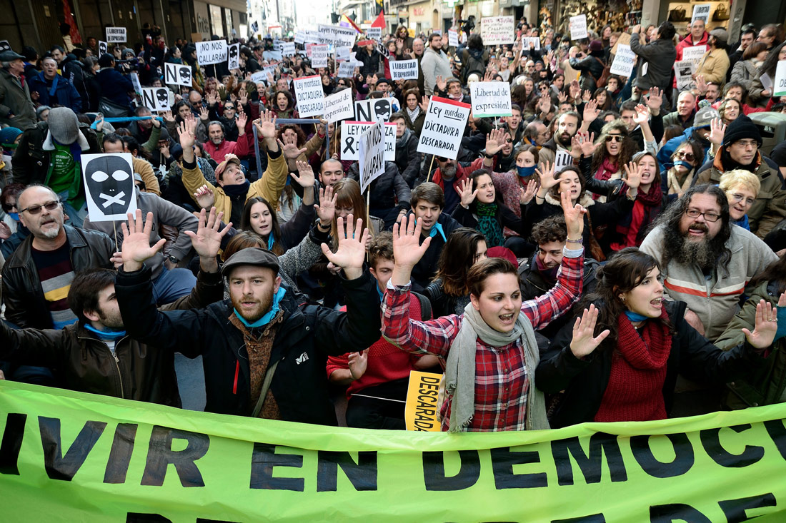 Protesta contra l'aprovació de la Llei Mordassa. Madrid, 2014