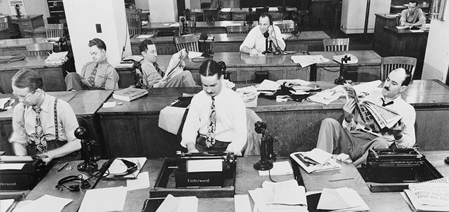 Newsroom of the New York Times newspaper, 1942.