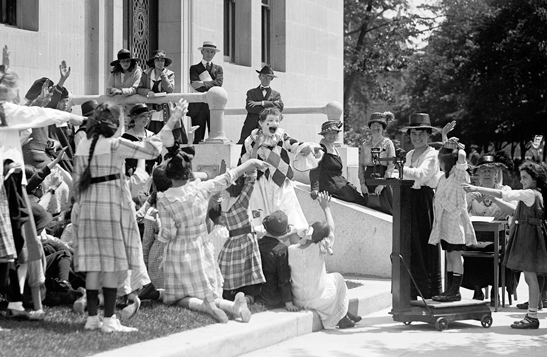 Cho Cho The Clown with children