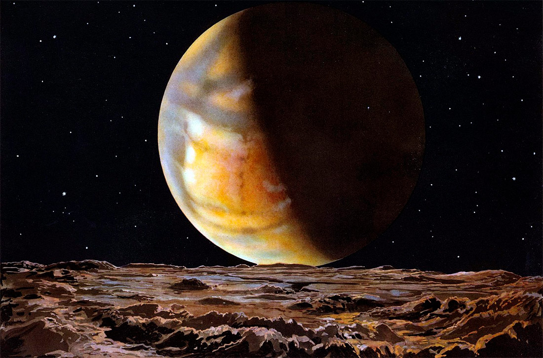 Marte visto desde la luna Deimos | Lucien Rudaux, Wikicommons