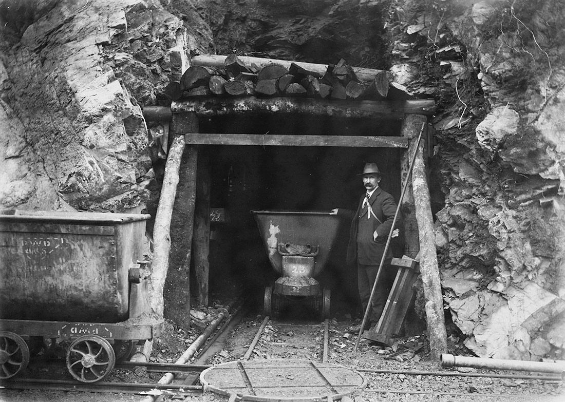 Entrance tunnel at the Mangahao Power Station. Shannon, New Zealand, 1921
