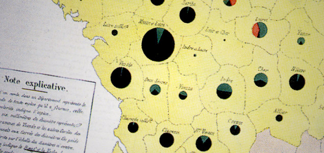 Fragmento de un mapa figurativo de Charles Joseph Minard, precursor de los gráficos estadísticos y la visualización de datos.