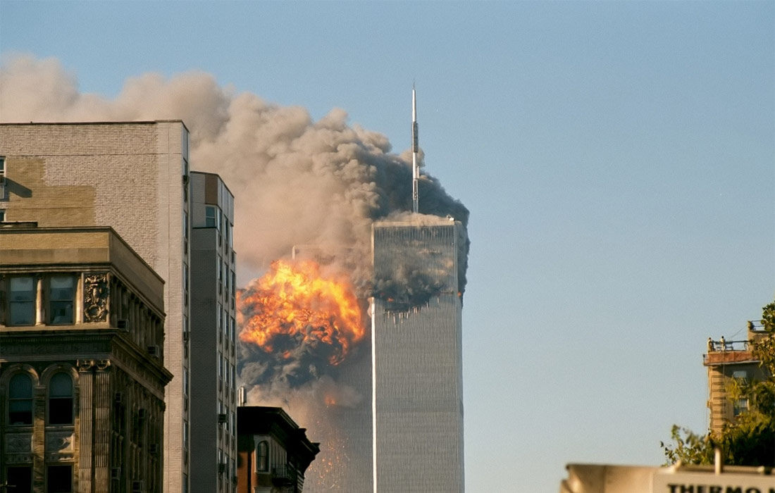 Impacto del avión en la torre sur del World Trade Center, 11 de septiembre de 2001